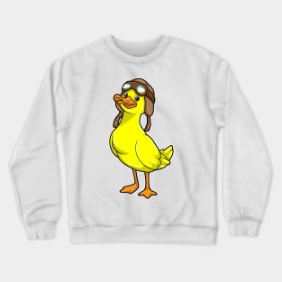 Duck as Pilot with Cap & Goggles Crewneck Sweatshirt